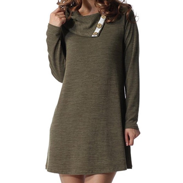 Loose Button Single Plain Casual Dress 