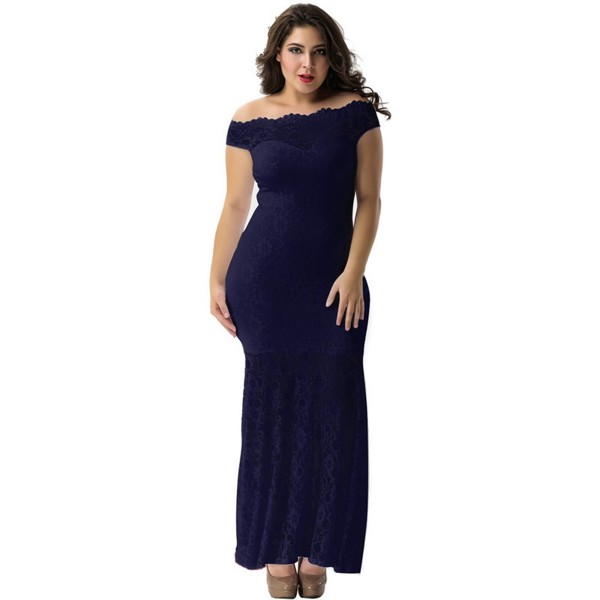 Plus Size Off The Shoulder Hollow Mermaid Women's Lace Dress 