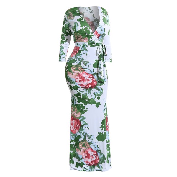 Bandage V-Neck Women's Floral Dress 