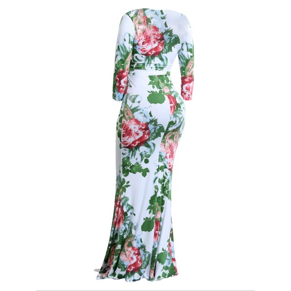 Bandage V-Neck Women's Floral Dress 