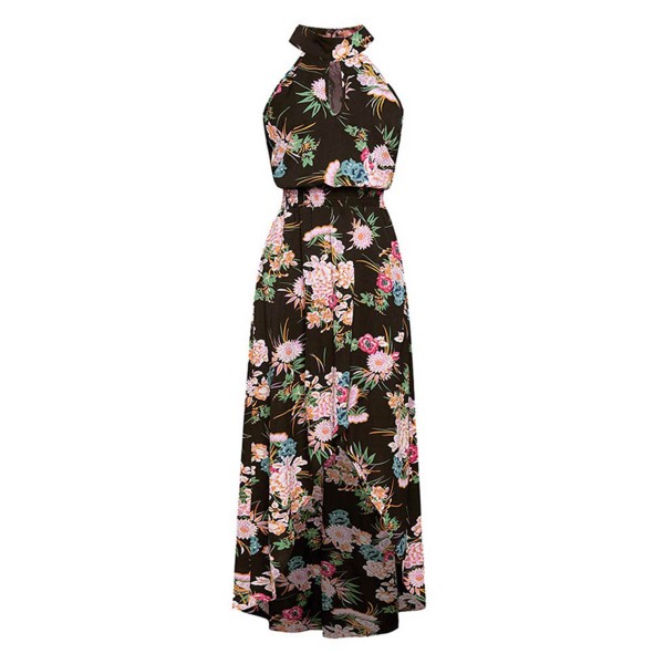 Floral Asymmetric Ankle Length Women's Dress 