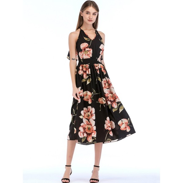 Attractive Off the Shoulder Floral Maxi Dress 