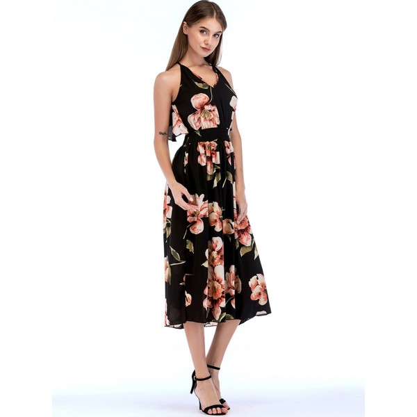 Attractive Off the Shoulder Floral Maxi Dress 