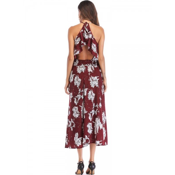 Bohemian V Neck Backless Women's Maxi Dress 