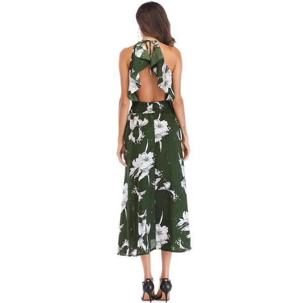 Bohemian V Neck Backless Women's Maxi Dress 