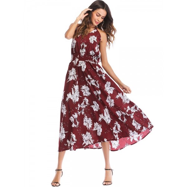 Bohemian V Neck Backless Women's Maxi Dress 