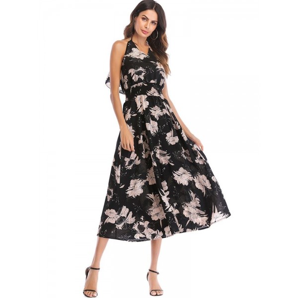 Bohemian V Neck Backless Women's Maxi Dress 