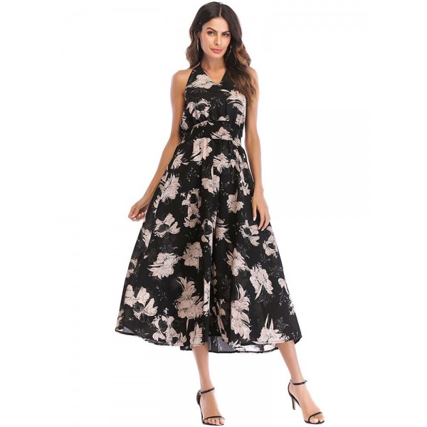 Bohemian V Neck Backless Women's Maxi Dress 