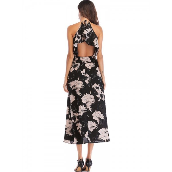 Bohemian V Neck Backless Women's Maxi Dress 