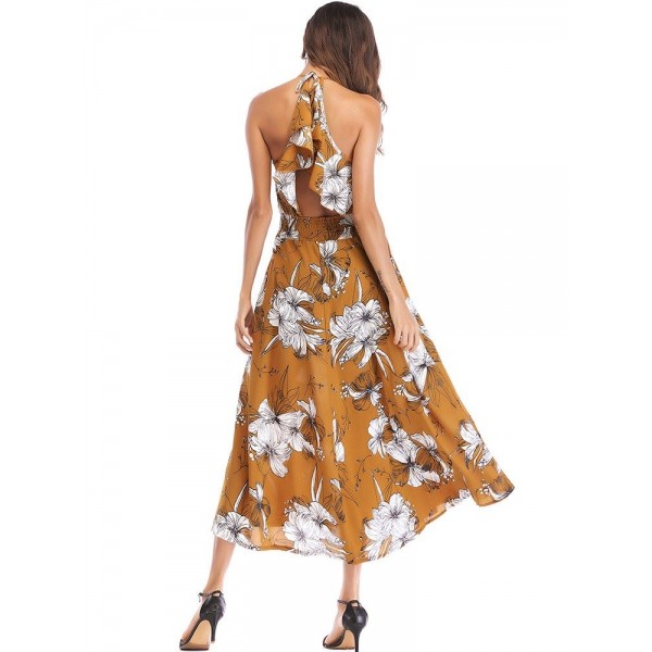 Bohemian V Neck Backless Women's Maxi Dress 