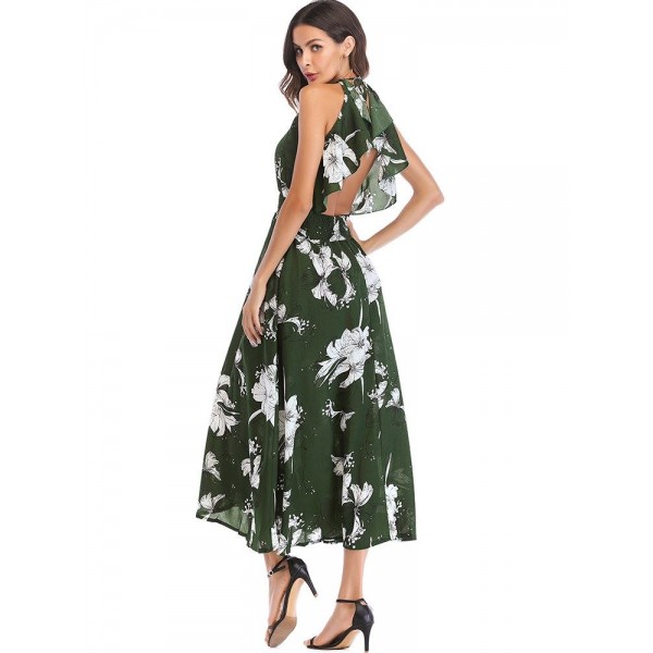 Bohemian V Neck Backless Women's Maxi Dress 