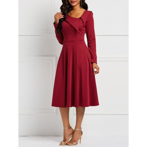 Elegant Long Sleeve Pullover A-Line Dress 