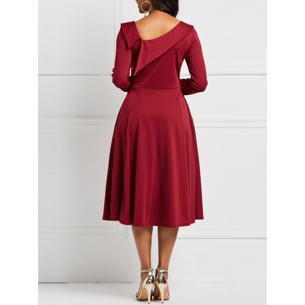 Elegant Long Sleeve Pullover A-Line Dress 