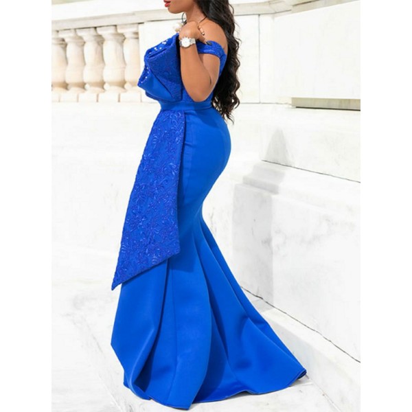 Off Shoulder Bead Bodycon Maxi Dress 