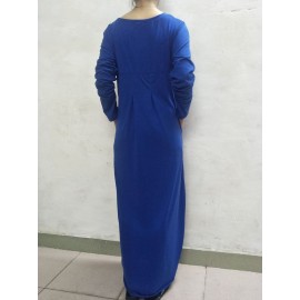 Floor Length Pocket Plain Loose Maxi Dress