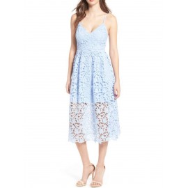 Plain Strappy Hollow Women's Lace Dress