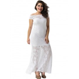 Plus Size Off The Shoulder Hollow Mermaid Women's Lace Dress