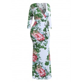 Bandage V-Neck Women's Floral Dress