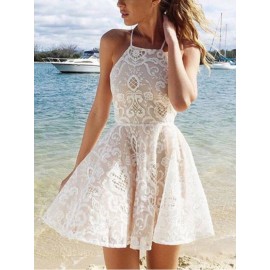 Hot Halter Sleeveless Women's Lace Dress 