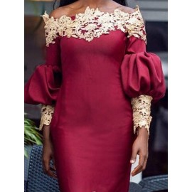 Luxury Off the Shoulder Puff Sleeve Bodycon Dress 