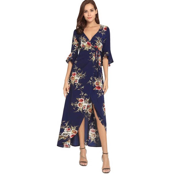 Floral Ankle Length Lace-Up Women's Dress