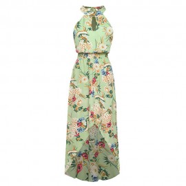 Floral Asymmetric Ankle Length Women's Dress