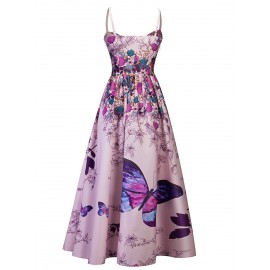 Women's Hot Sleeveless Ankle-Length Floral Dress 