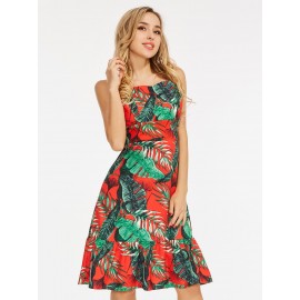 Prints Backless Floral Pattern A-Line Dress