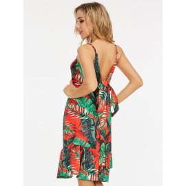 Prints Backless Floral Pattern A-Line Dress