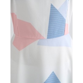 Circular Collar Sleeveless  Geometric Printing  A Line Women's dress