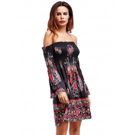 European Style Floral Off Shoulder Floral Dress