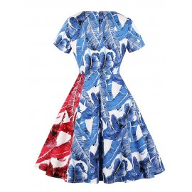 Print Splicing A Line Women's Dress 