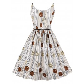 Vintage Print Spaghetti Strap Women's Dress