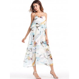 Chiffon Floral Strap Sleeveless Women's Dress