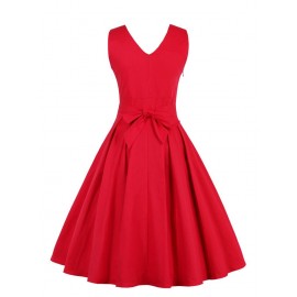 V Neck Bowknot A Line Cocktail Dress