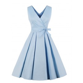 V Neck Bowknot A Line Cocktail Dress