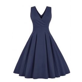 V Neck Bowknot A Line Cocktail Dress