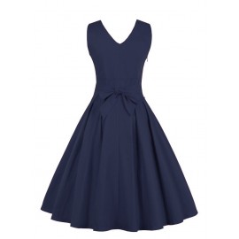 V Neck Bowknot A Line Cocktail Dress