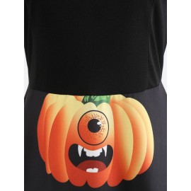 Halloween Round Neck Zipper Floral Knee-Length Dress