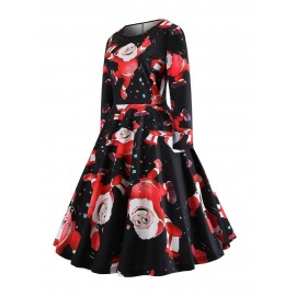 Knee-Length Print Polyester Women's Maxi Dress