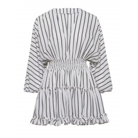 V-Neck Stripe Women's Long Sleeve Dress