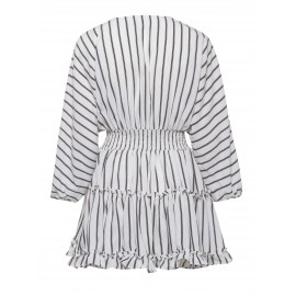 V-Neck Stripe Women's Long Sleeve Dress