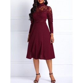 Turtleneck A-Line Lace Dress 