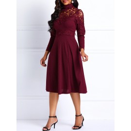 Turtleneck A-Line Lace Dress