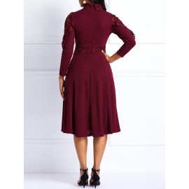 Turtleneck A-Line Lace Dress