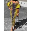 Chic Contrast Color Off Shoulder Women's  Maxi Dress