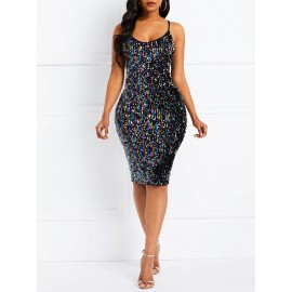 Above Knee Sleeveless Sequins Pullover Sexy Dresses 