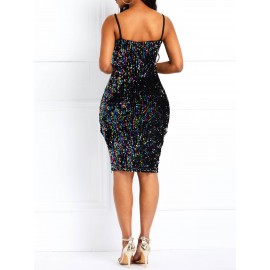 Above Knee Sleeveless Sequins Pullover Sexy Dresses